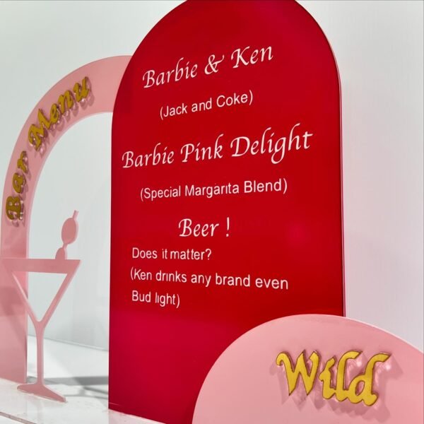 Acrylic drink menu signs