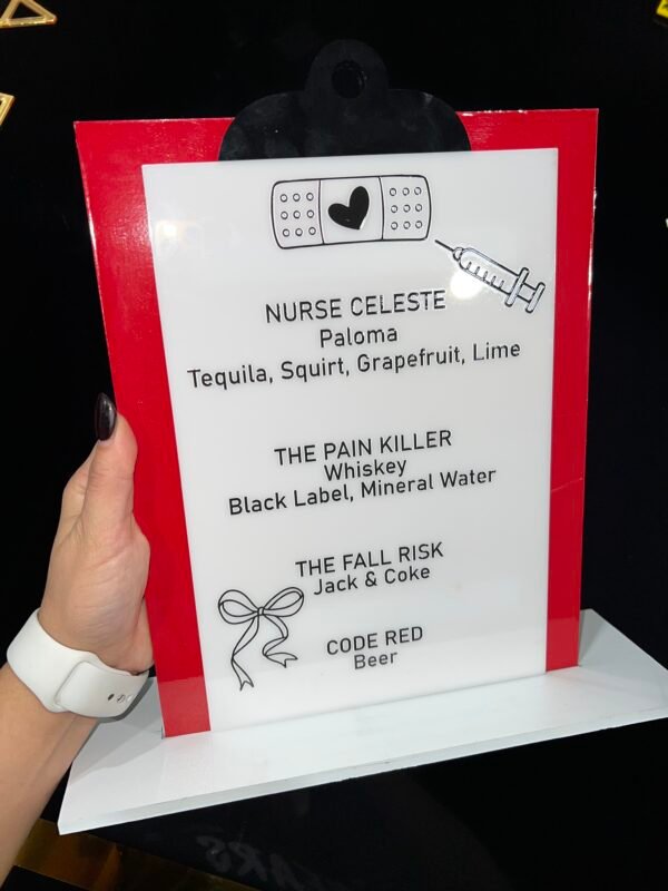 Acrylic drink menu signs